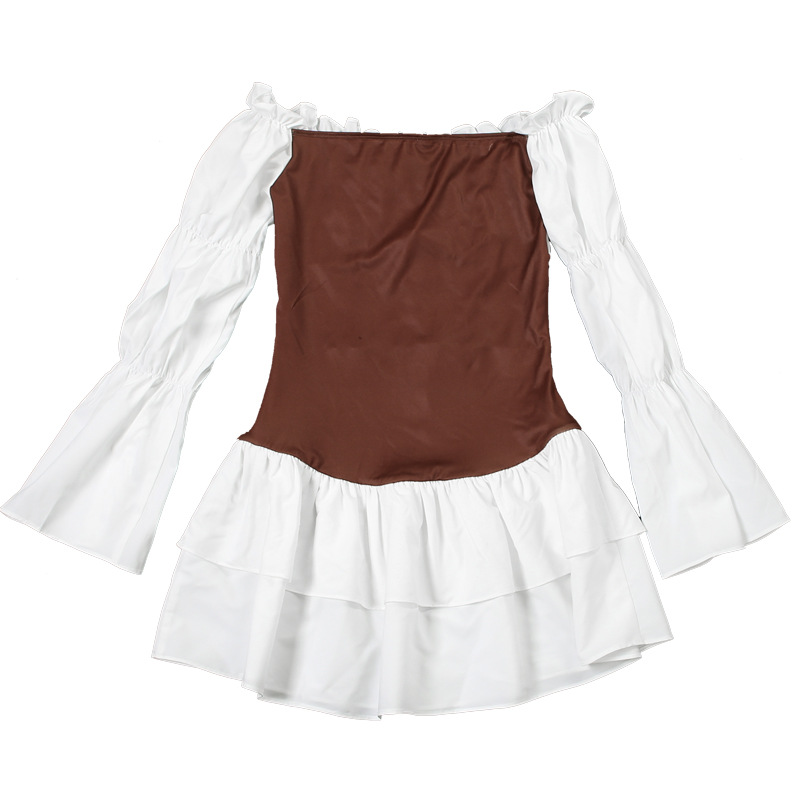 Chic Asymmetric High Waist Two Tone Puff Dress
