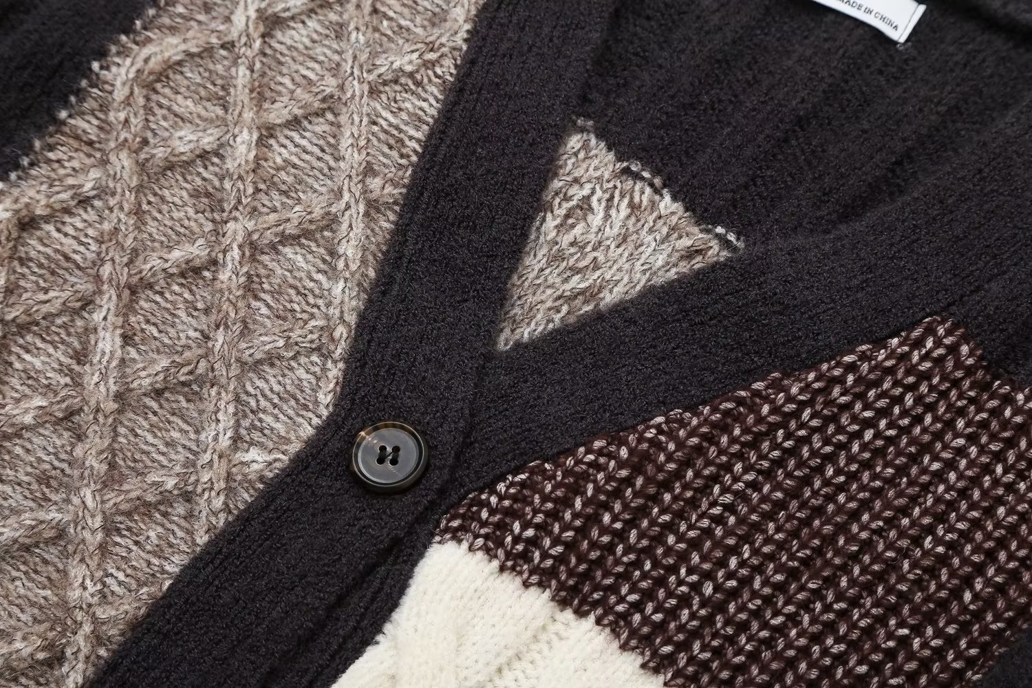 Ladies Color-Block Button Front Cardigan