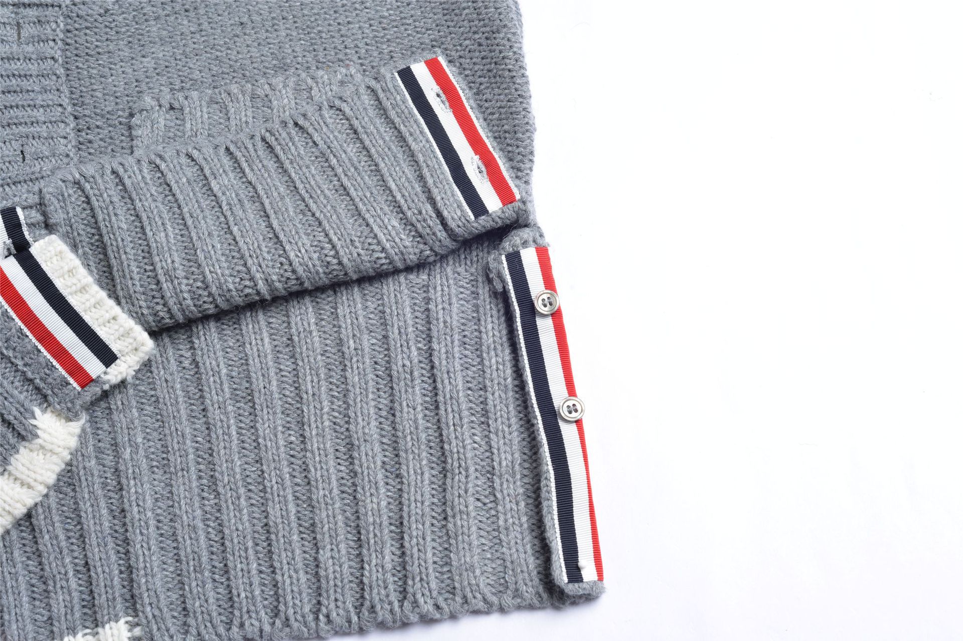 Wool Sweater Angled Collar Relaxed Cut