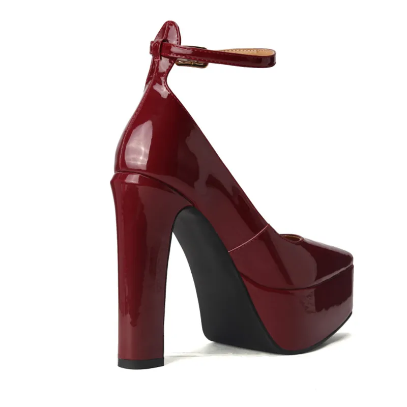 Ladies Shiny Stiletto Raised Sole Evening Shoes