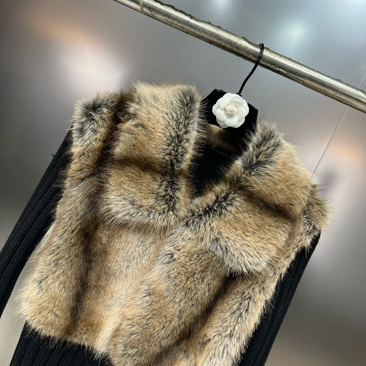 Faux Fur Paneled Zip Cardigan