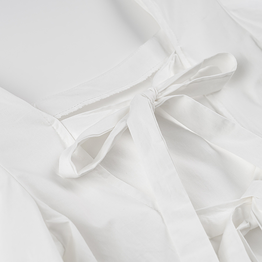 Box Collar Corset Front Puff Shirt