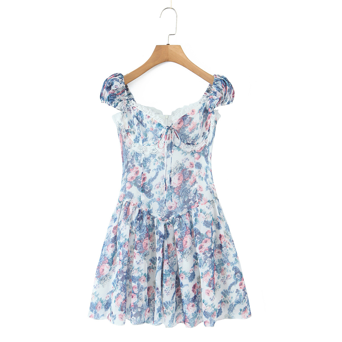 Ruffle trimmed short skirt dress