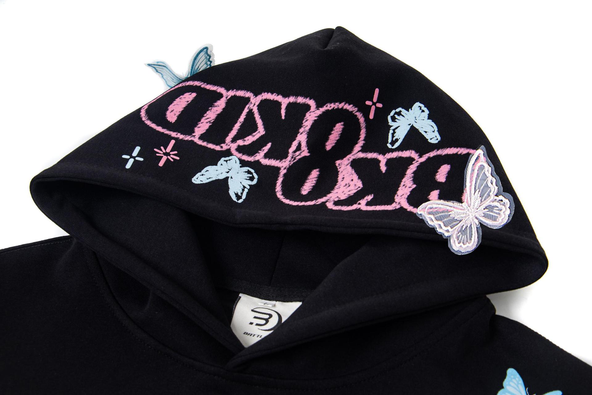 Vibrant Embossed Wing Print Hoodie