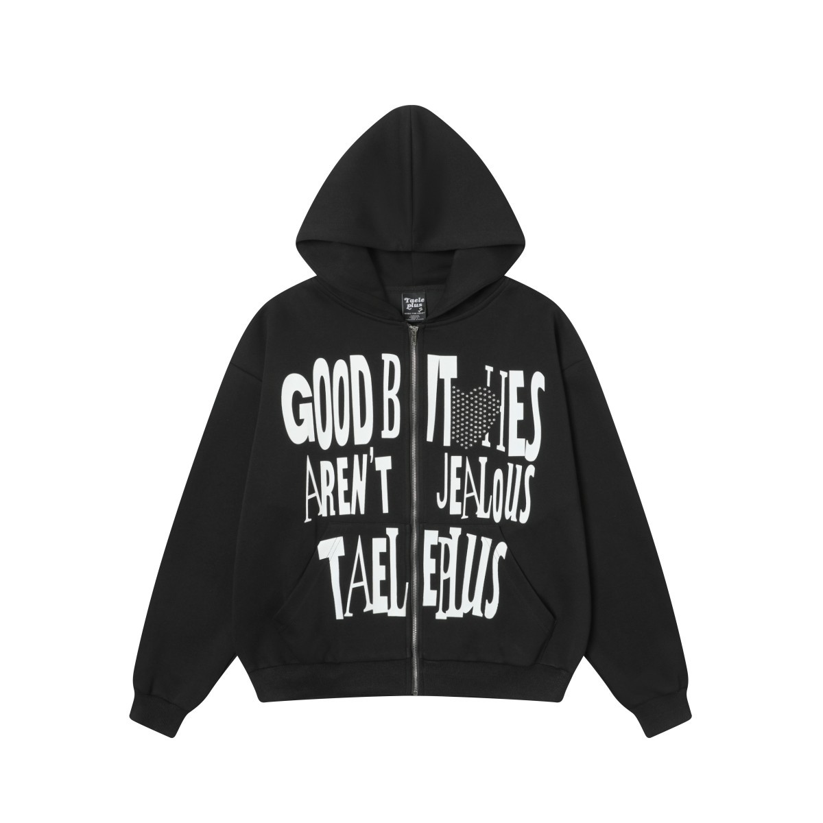 American Graphic Crystal Oversized Hooded Open Front Sweater