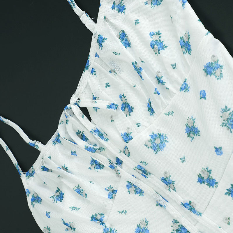 One-Shoulder Printed Fitted Long Sleeveless Dress
