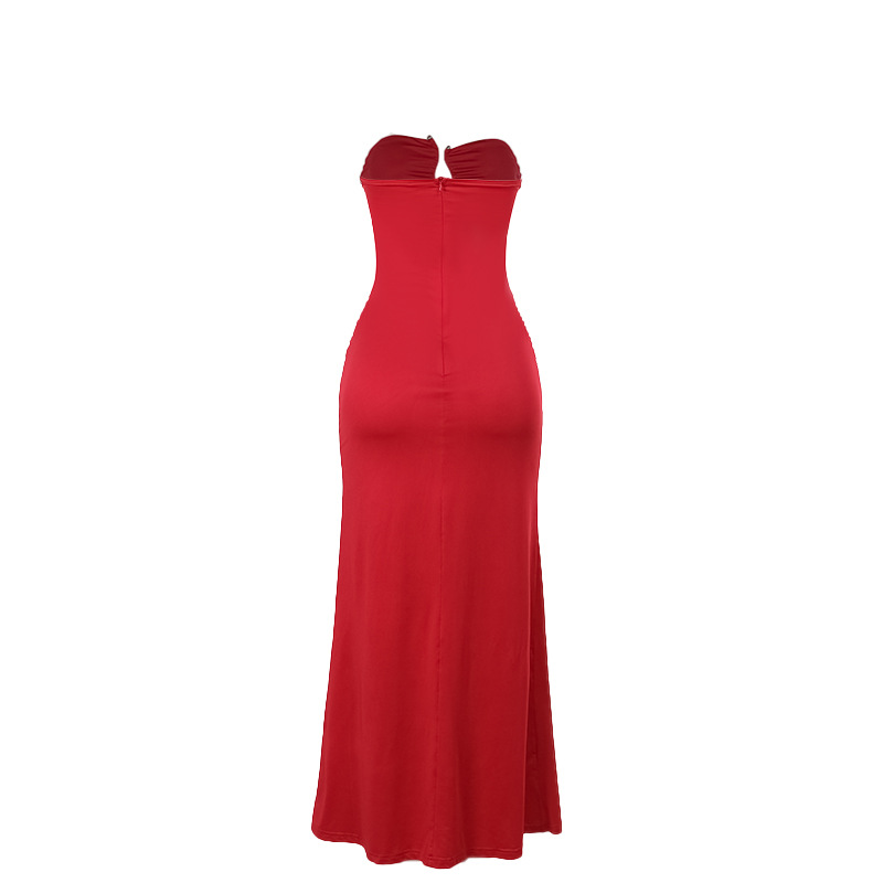 Circle strapless strap slimming and slimming dress