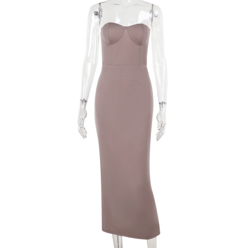 Collarless Bodycon Evening Dress
