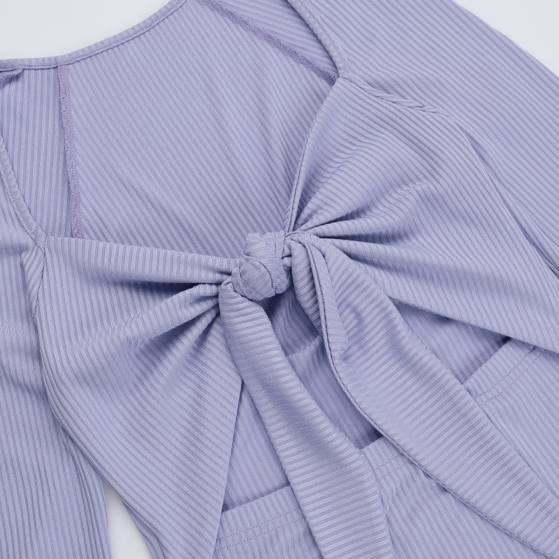 V-Neck Cutout High-Waist Full-Sleeve Side Split Pencil Dress
