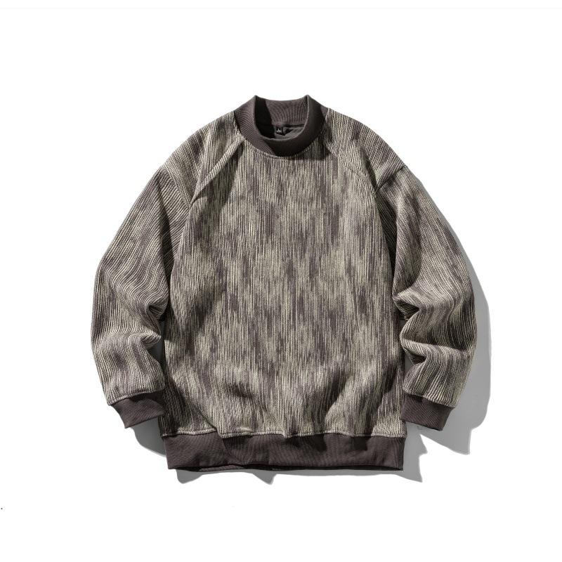Mens Oversized Ombre Paneled Stand Collar Sweatshirt