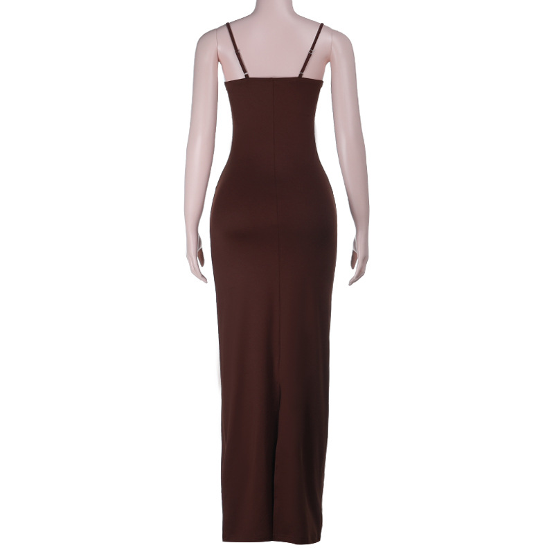 One Shoulder Sleeveless High Waist Polyester Maxi Dress
