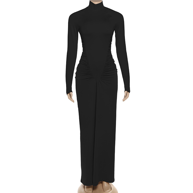 Bodycon High Neck High Waist Polyester Spandex Dress