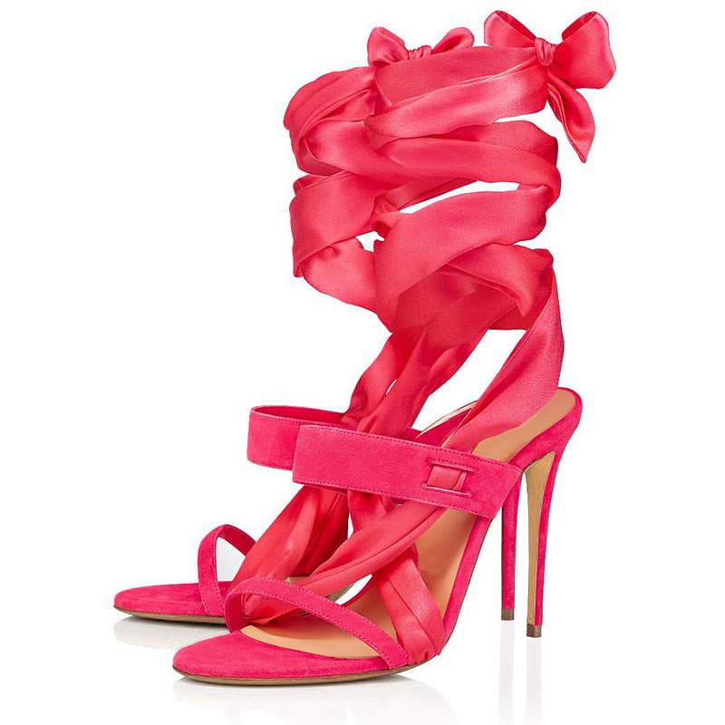 Oversized Party Women's High Heels Fashion Ankle Wrap Lace up Party Shoes Sandals
