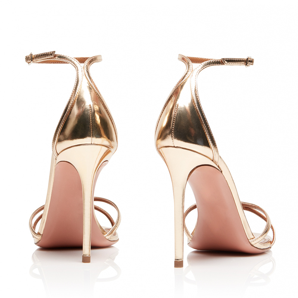 European and American Womens Large Gold Silver Slim High Heels Sandals Fashion Shoes Dinner Shoes