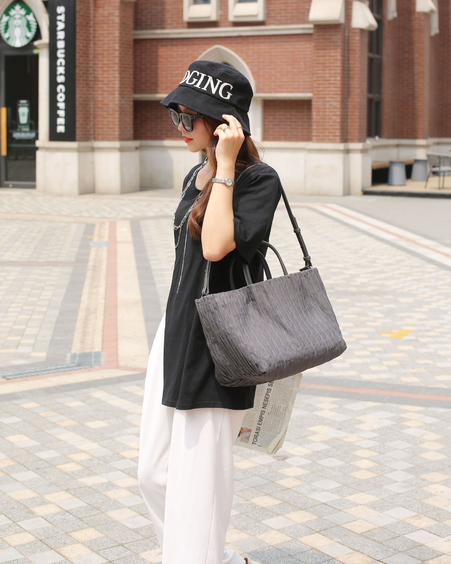 High Quality Large Tote for Women Handbags and Purses Waterproof Linen Oxford Fold Pattern Travel Shoulder Toes Shopper Bag 2021