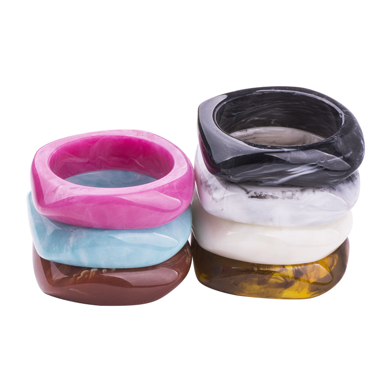 Vintage Colorful Resin Cuff Bracelets Bangles for Women Acrylic Irregular Geometric Wide Bracelet Charms Female Jewelry