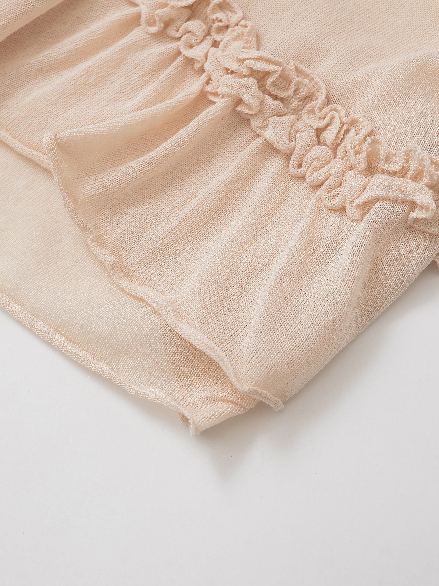 V-neck ruffle edge knitted camisole cardigan for women