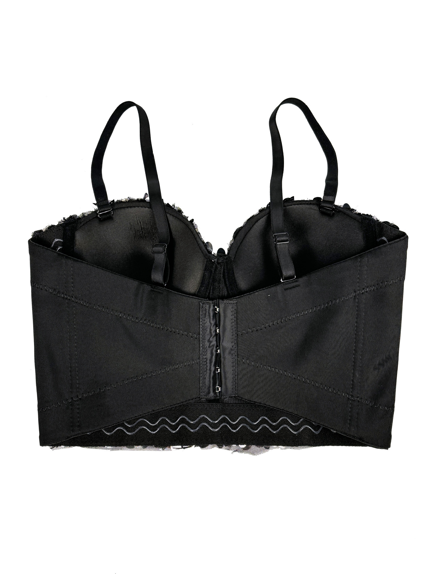 Shiny Sequin Strapless Top Heavy Work Sexy Outerwear Backless Body Shaping Boned Bra Party Performance