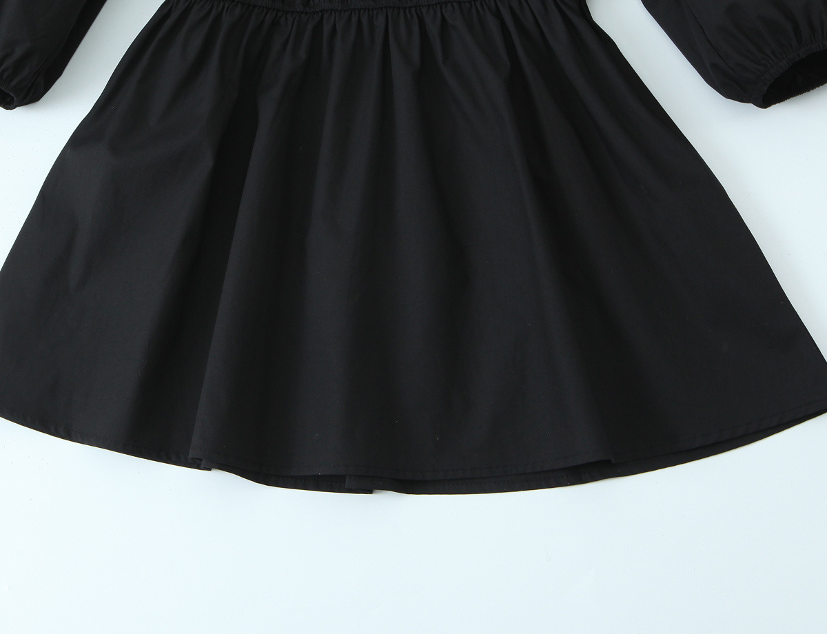 Square Neck Tied Lace Elastic Waist Three-Quarter Sleeve Dress