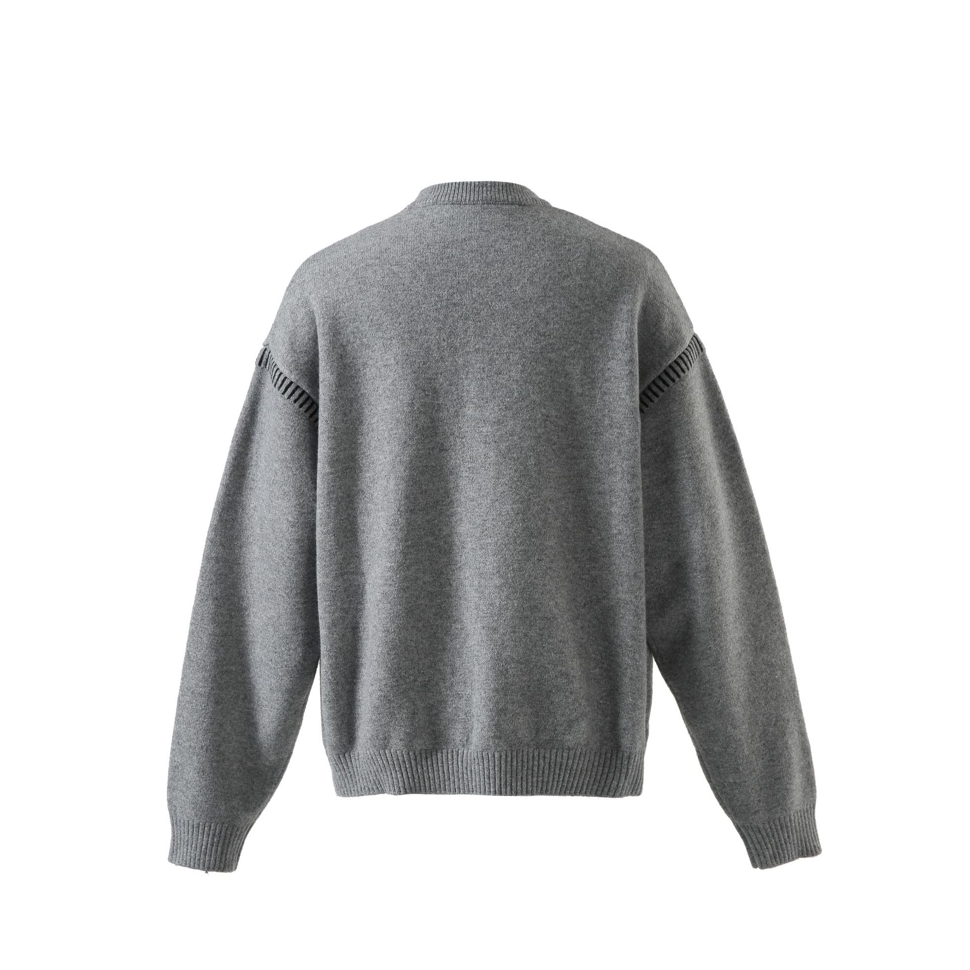 Oversized Japanese Workwear Sweater Accent Seams