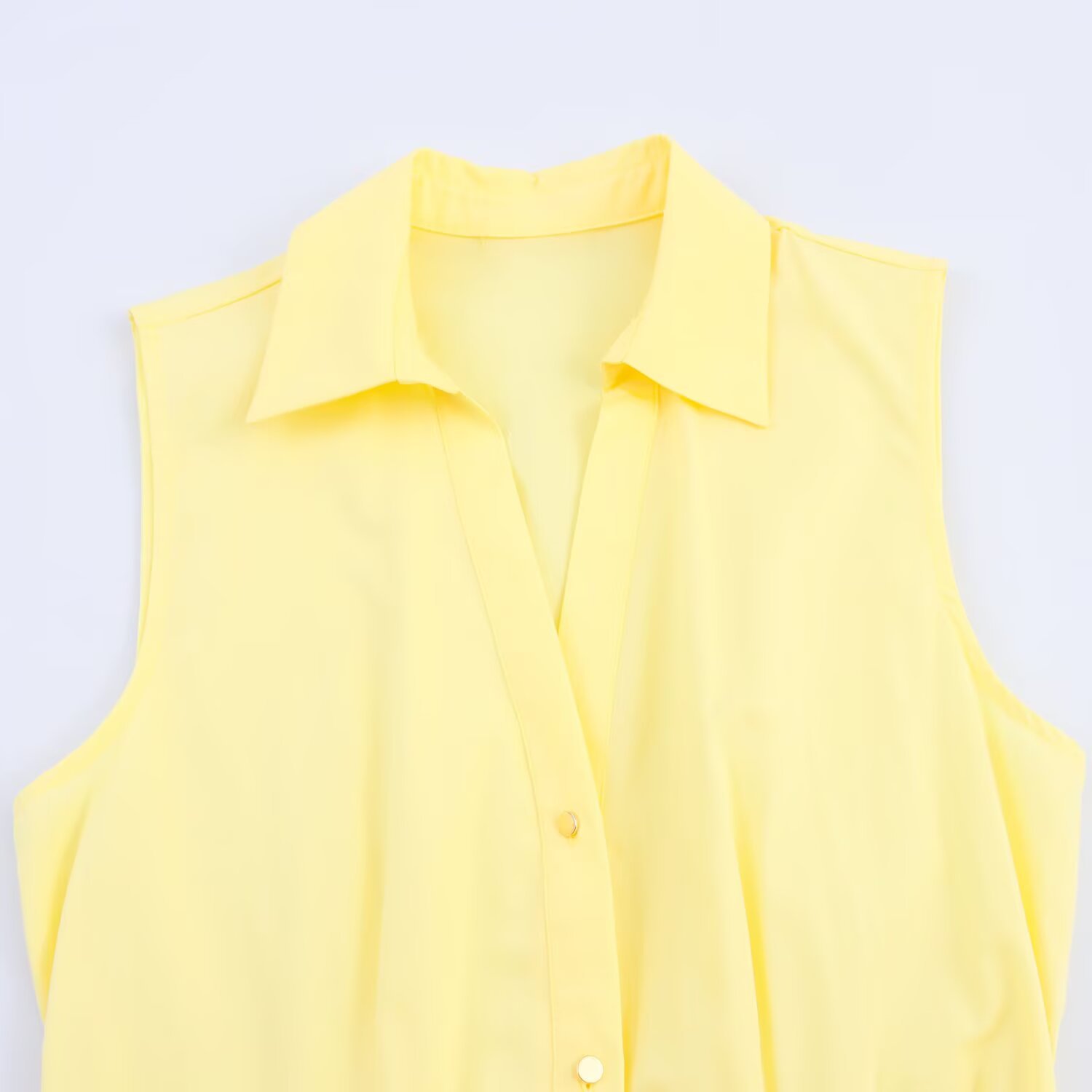 Sash-Tie Long Plain Vest Dress