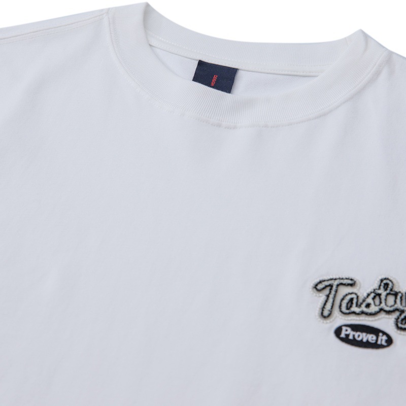 Cotton Stitched Initial Skater Crew Full Arm Tee