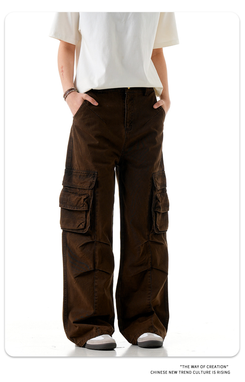 Multiple Pockets for Men and Women Slimming Straight Leg Casual Trousers