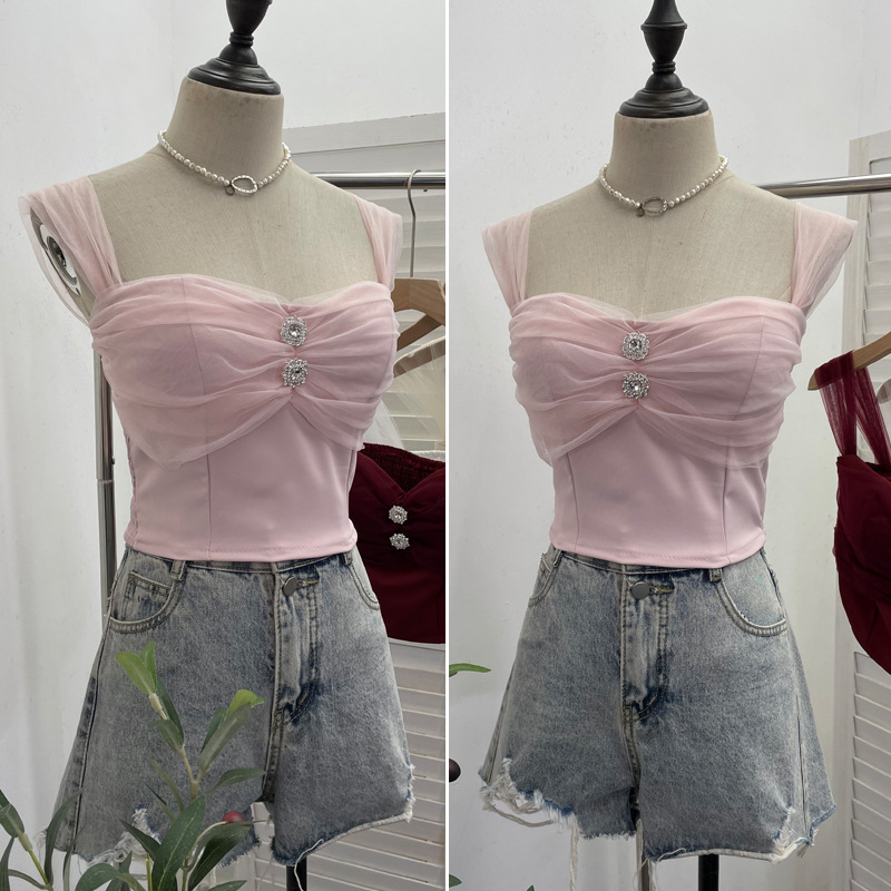 Sexy Slim Fit Solid Color Mesh Top