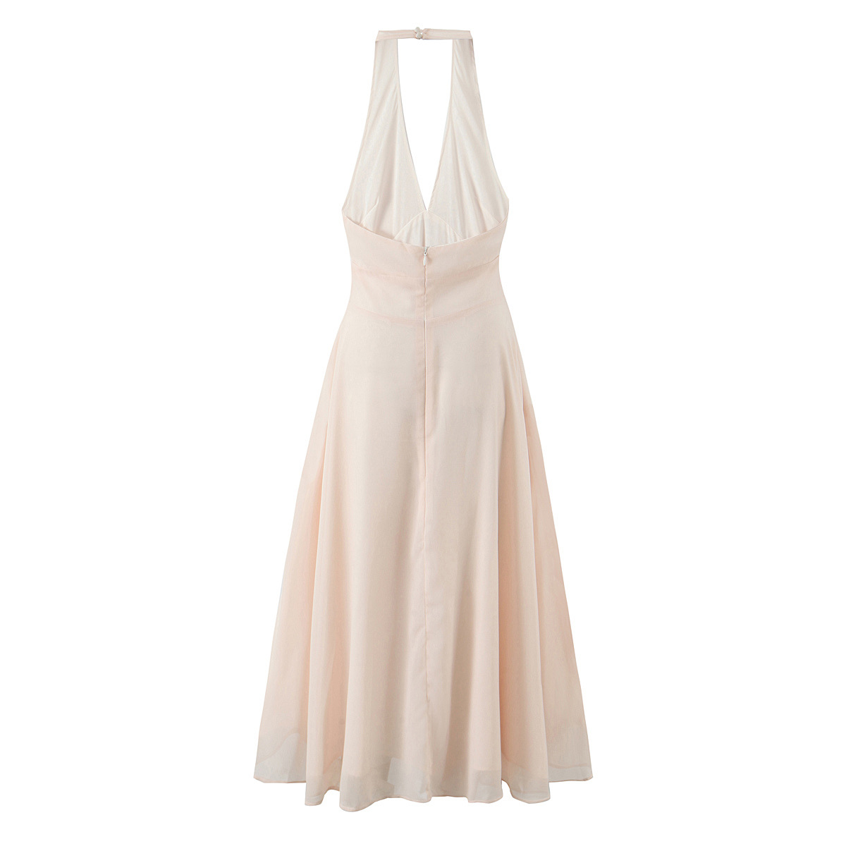 Sleeveless Halter Low-Back Fitted Dress