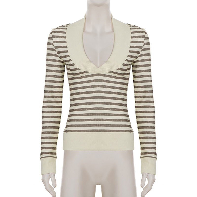 Fitted Urban Contrast Bands Waffle Sweater