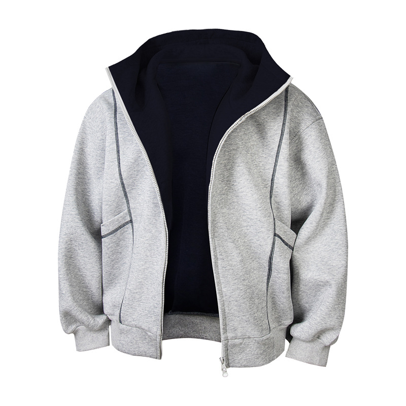 Street Relaxed Fit Zip-Up Letter Print Hoodie