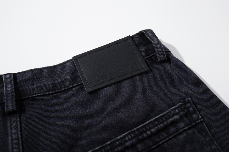 Casual Knife-Edge Pants for Men, Loose Straight-Leg Patchwork Denim Pants, Embroidered Wide-Leg Long Pants