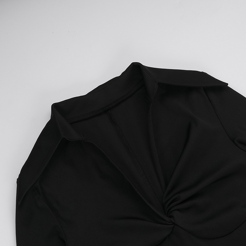 Bodycon Crossover Plunge Long Sleeve Dress