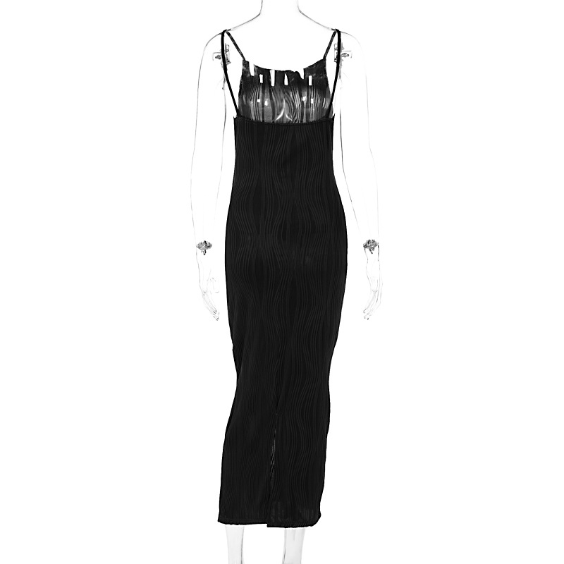 Open Back Sleeveless Collarless Polyester Mid Waist Dress