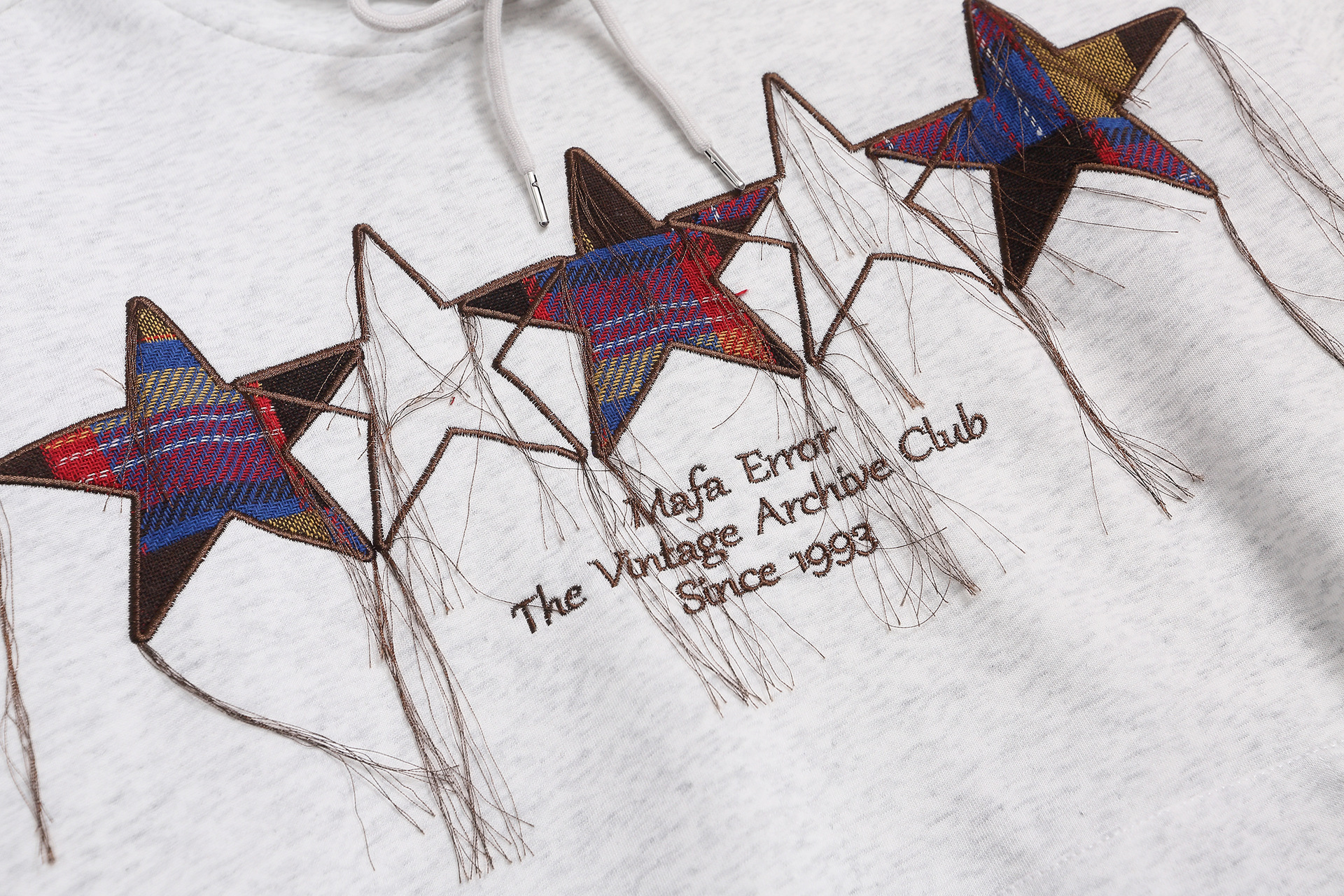 Five pointed star embroidered hooded sweatshirt for men and women