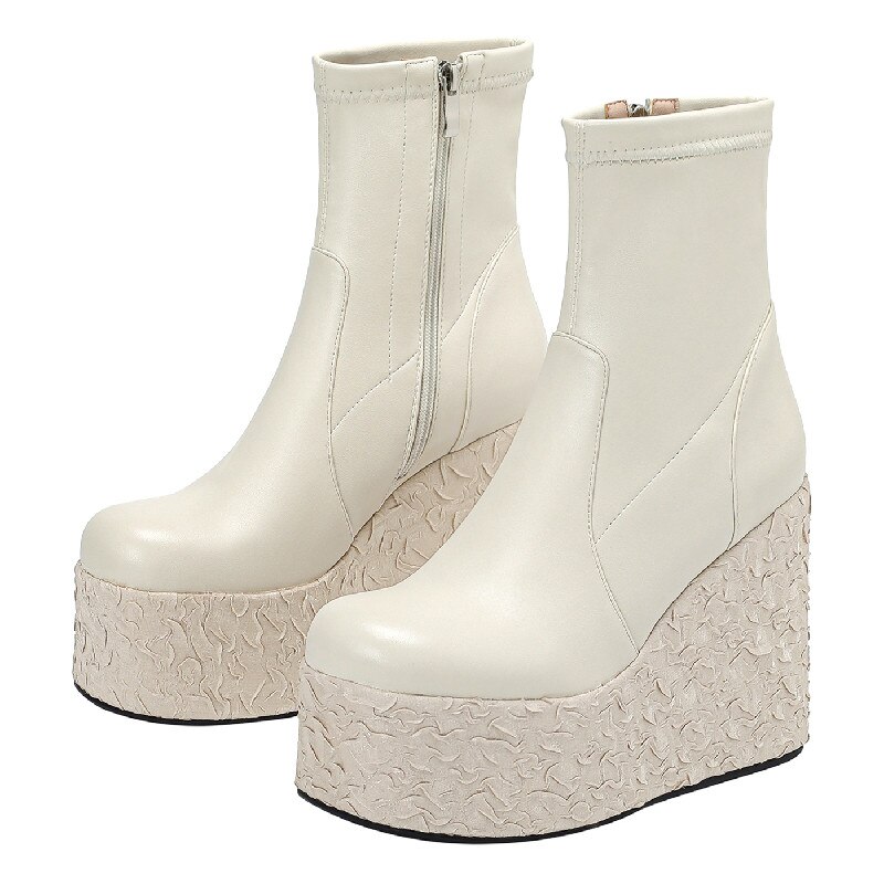 Newest Women Ankle Boots Autumn Winter Fashion Punk Style High Platforms Wedges Heels Shoes Party Night Club