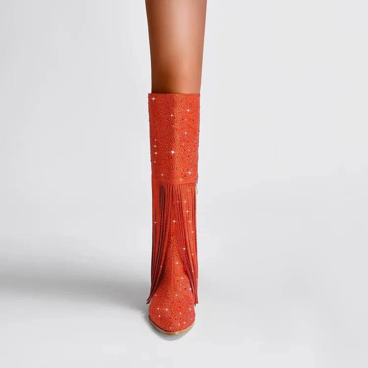 Ladies Rubber Tall Chunky V-Toe Boots