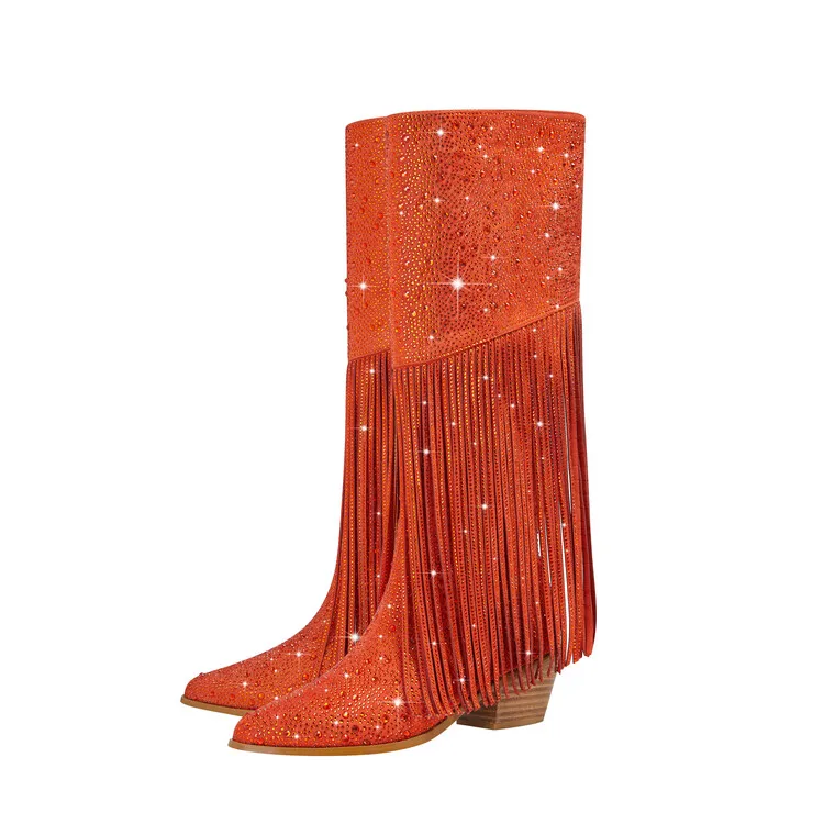 Ladies Rubber Tall Chunky V-Toe Boots