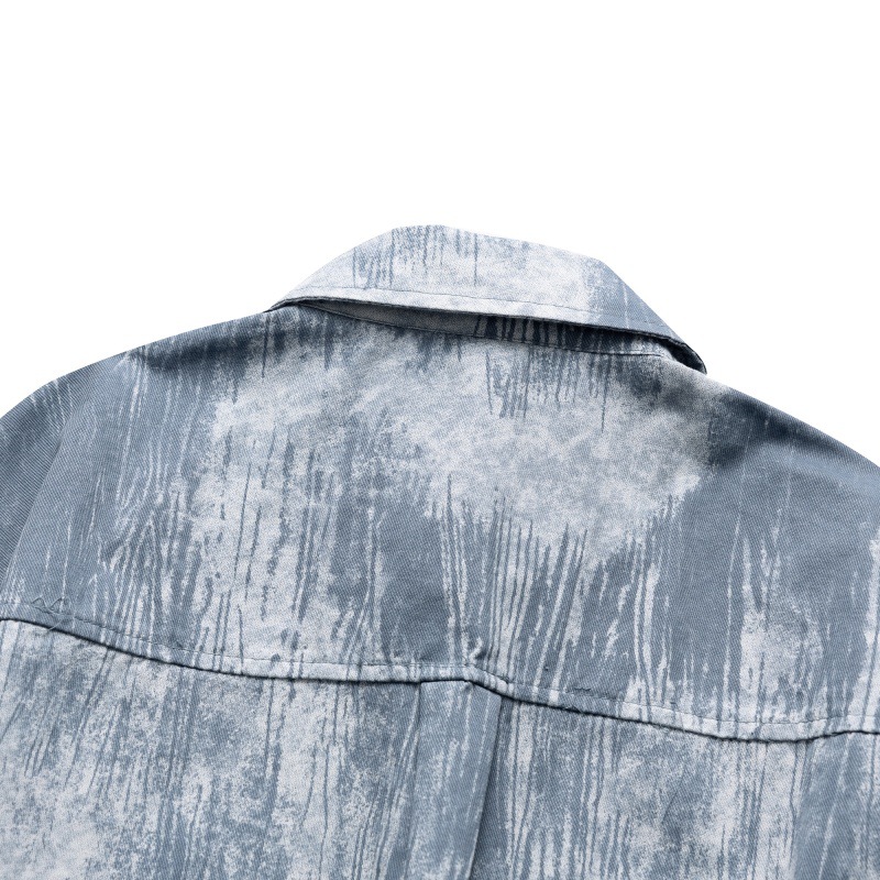 Tie dye bark patterned long sleeved casual shirt