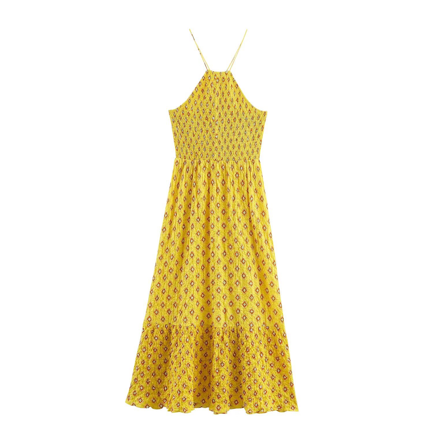 Women's Clothing Halter Printed Midi Dress