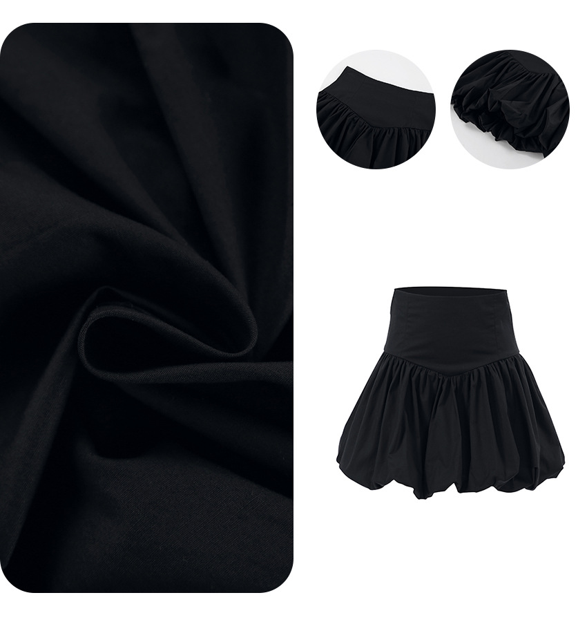Elegant Cotton High-Waist Bubble Skirt for Office Wear A-Line Skirt Slimming Short Skirt