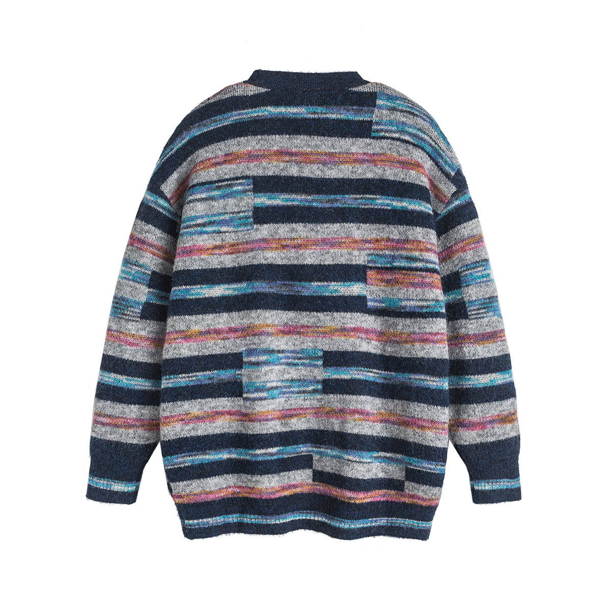 Oversized Japanese Workwear Jacquard Long Sleeve Cardigan