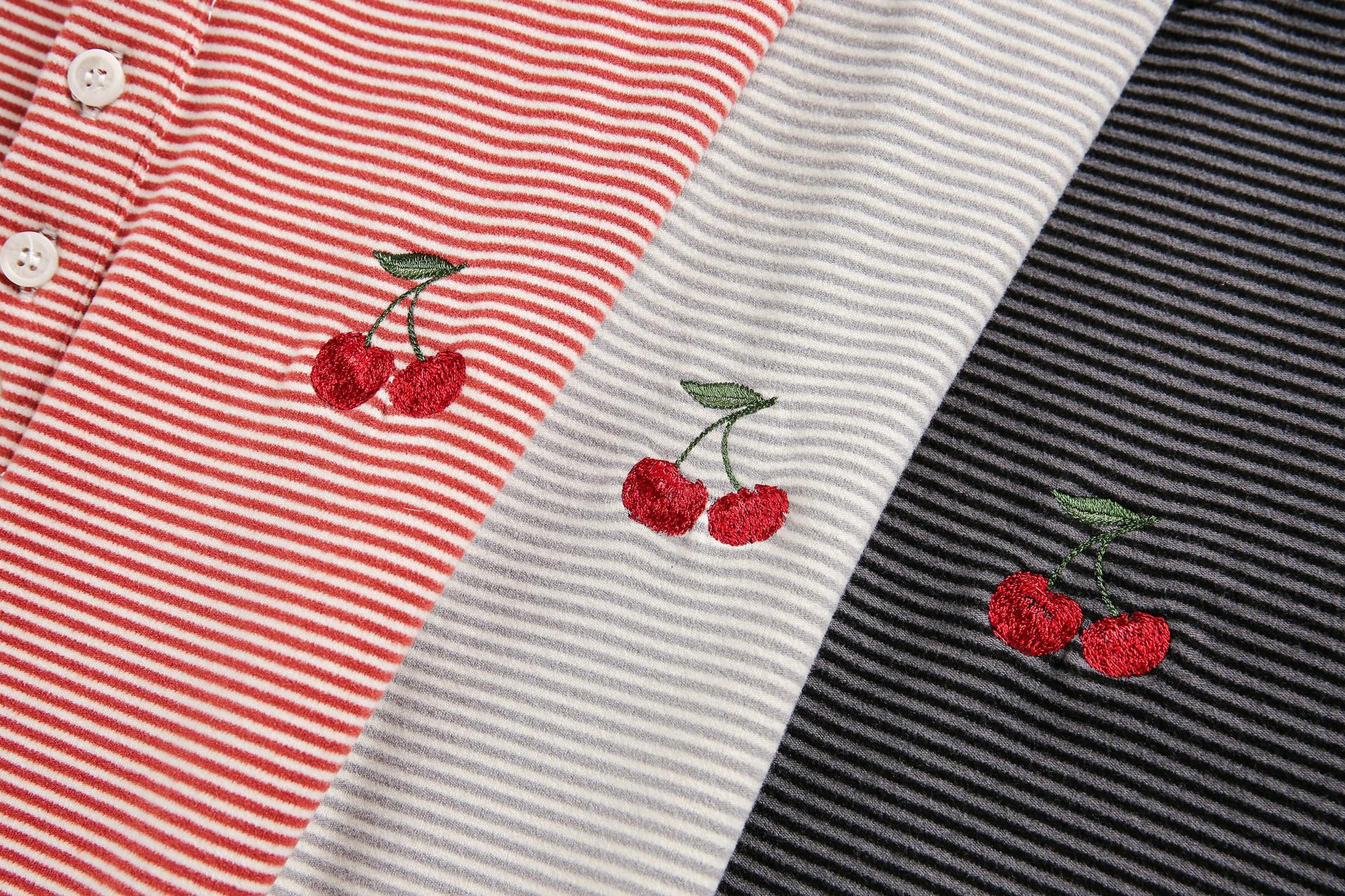Retro Banded Fruit Applique Long Sleeve Hoodie