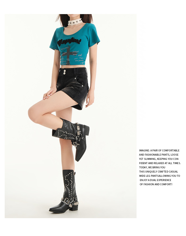 High-Waisted Distressed Denim Shorts for Women Arrival Elastic Outerwear Slimming A-Line Mini Skirt Hot Pants