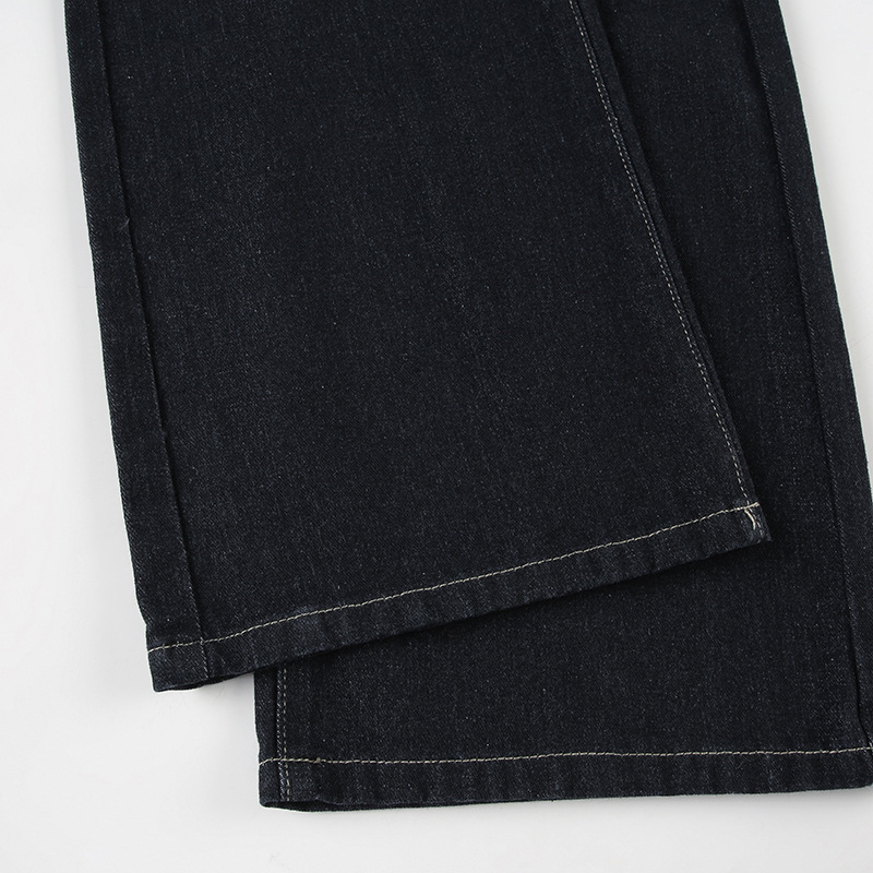 Vintage letter embroidery low waist slimming flared jeans