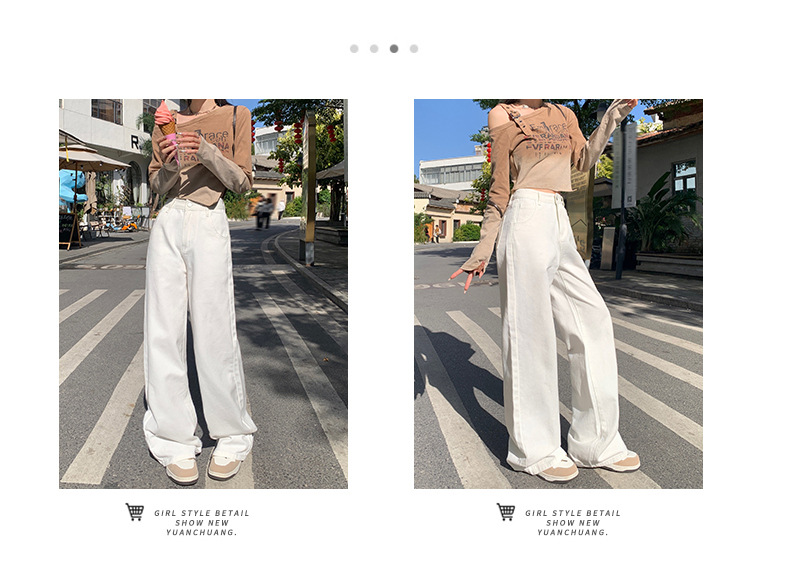 Women's Simple Wide-Leg Jeans High-Waist Loose All-Match Pants
