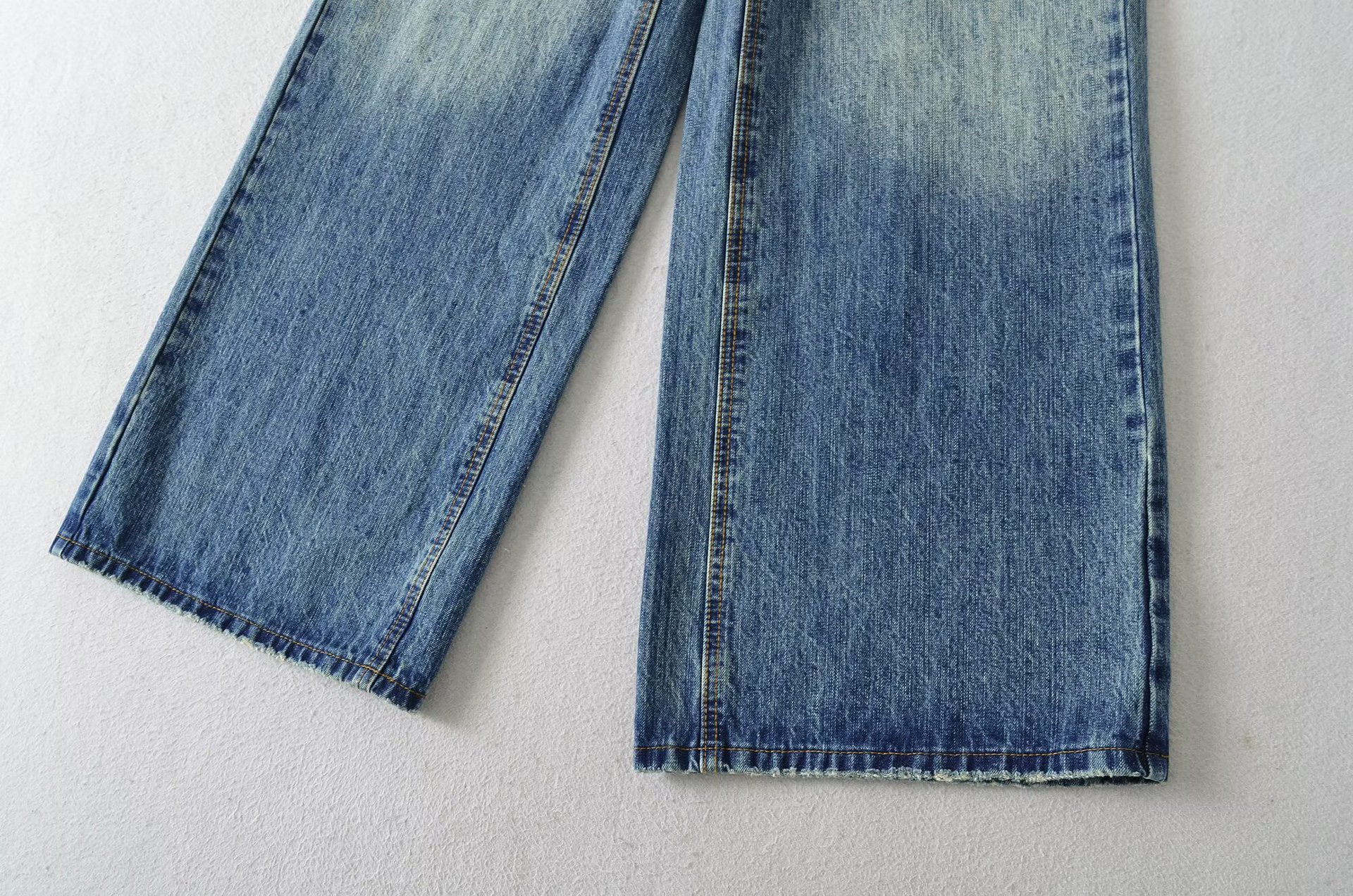 Embroidered and rhinestone loose wide leg jeans