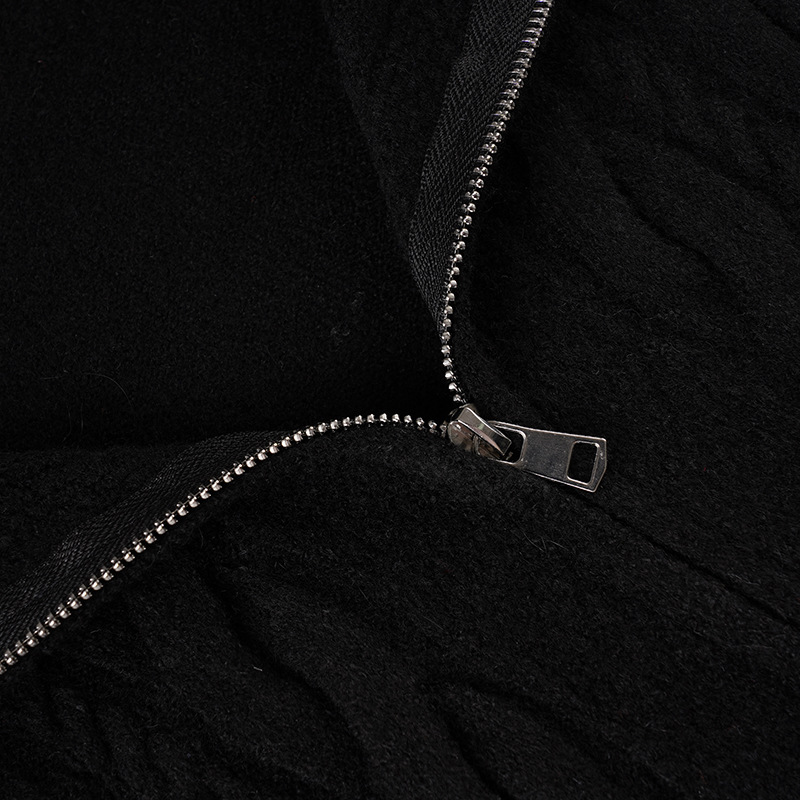 Vintage Herringbone Zip Hood Loose Cardigan
