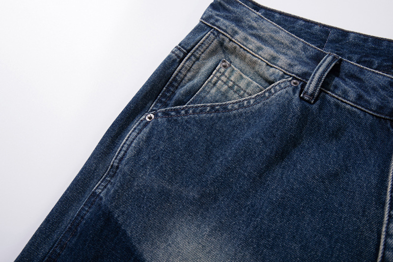 Hip-hop Style Dyed Graffiti Denim Pants for Men and Women, High Street Fashion, Straight Leg, Loose Fit, Casual Long Pants