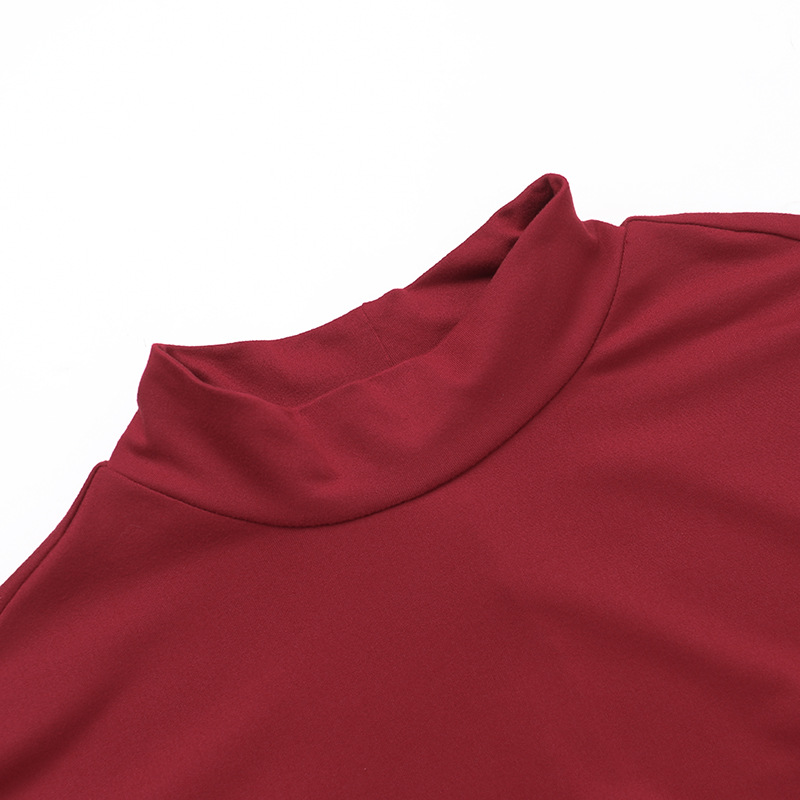Mock Collar Solid Split Hem Bodycon Dress
